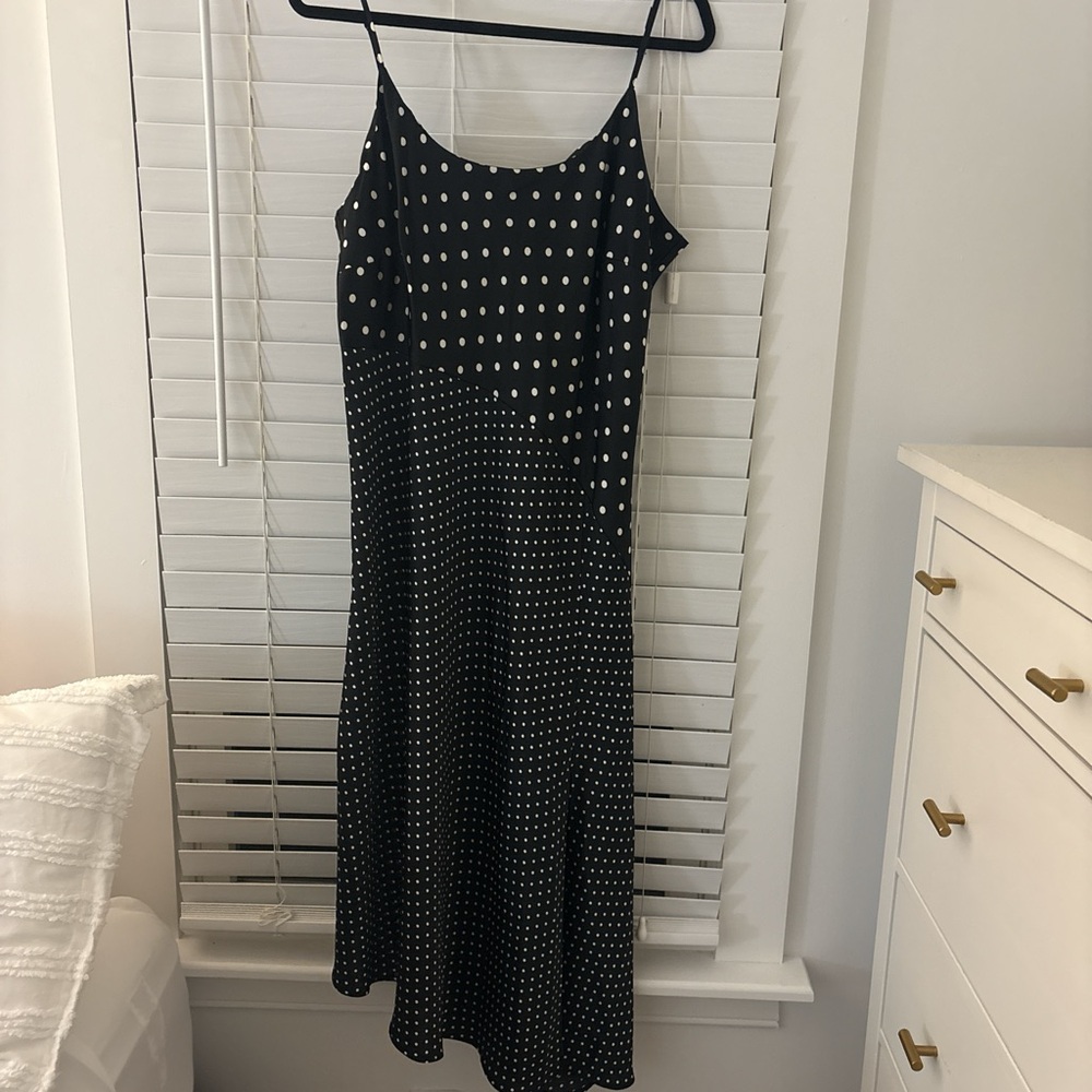 A New Day Black and White Spotted Midi Dress